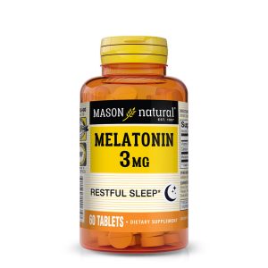 Mason Natural Natural Melatonin 3 Mg with B6 and Calcium - Natural Sleep Aid Supports Healthy Sleep & Rest 60 Tablets