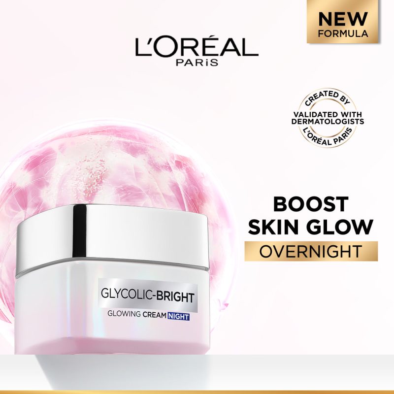 2-GlycolicBright-NightCream3600524051037.jpg L'Oréal Paris Glycolic-Bright Glowing Night Cream, for Dark Spots Reduction, Glow Boosting, and Skin Tone Evenness