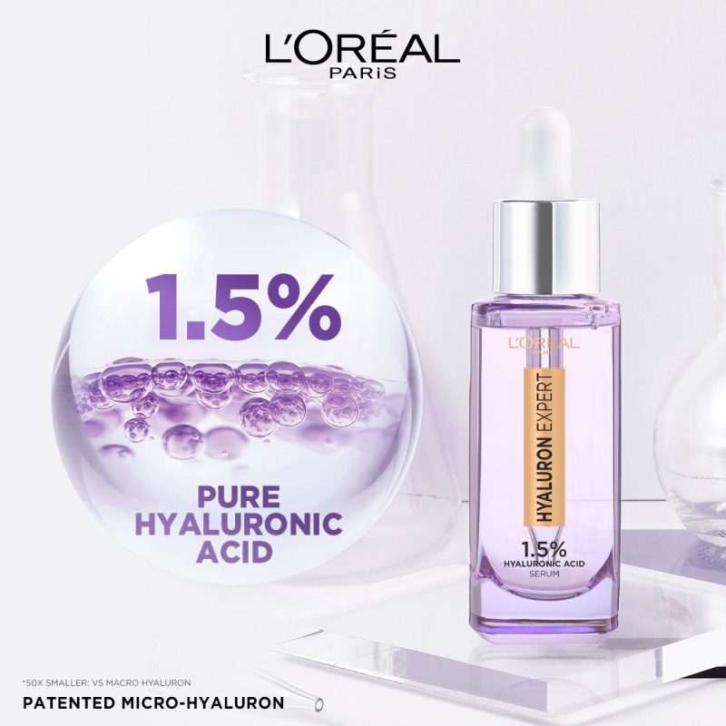 L'Oréal Paris Hyaluron Expert Replumping Face Serum, with 1.5% Hyaluronic Acid, for Fine Lines Reduction, Hydration and Youthful Looking Skin