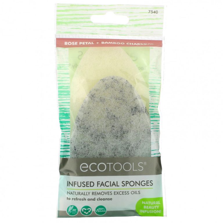 38028.970.jpg Ecotools Infused Facial Sponges Rose Petal + Bamboo Charcoal 2 Sponges