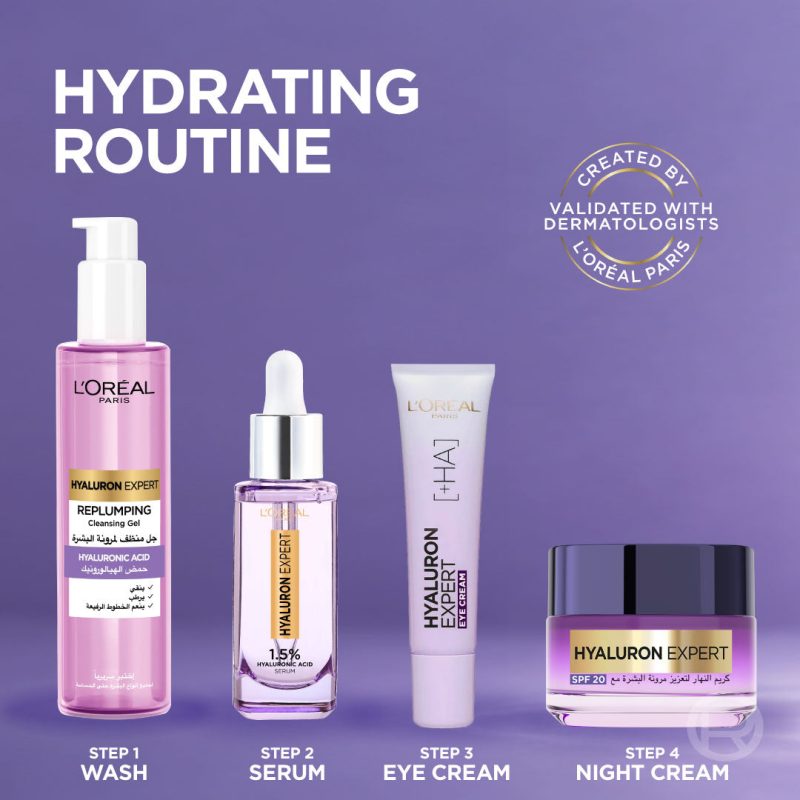 L'Oréal Paris Hyaluron Expert, Replumping and Moisturizing Eye Cream, against Fine Lines, for Eye-Contour Replumping, with Hyaluronic Acid