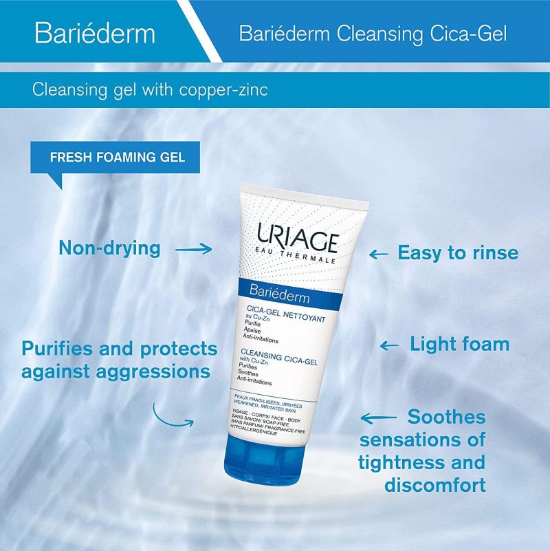 81NmyE9VTfL._SL1500.jpg Uriage Bariéderm Cleansing Cica-Gel with Cu-Zn Weakened Irritated Skin
