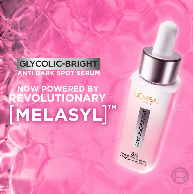 L'Oréal Paris Glycolic Bright Serum with 8% [Melasyl ™ + Glycolic Acid + Niacinamide] face serum for Dark Spots & Brightening 30 ml