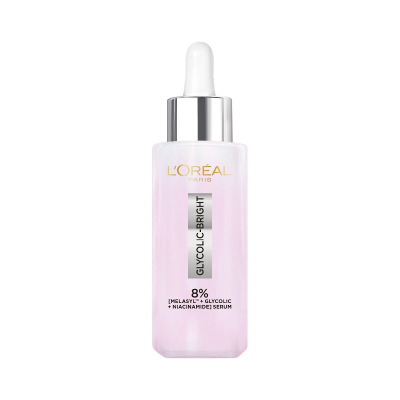 L'Oréal Paris Glycolic Bright Serum with 8% [Melasyl ™ + Glycolic Acid + Niacinamide] face serum for Dark Spots & Brightening 30 ml