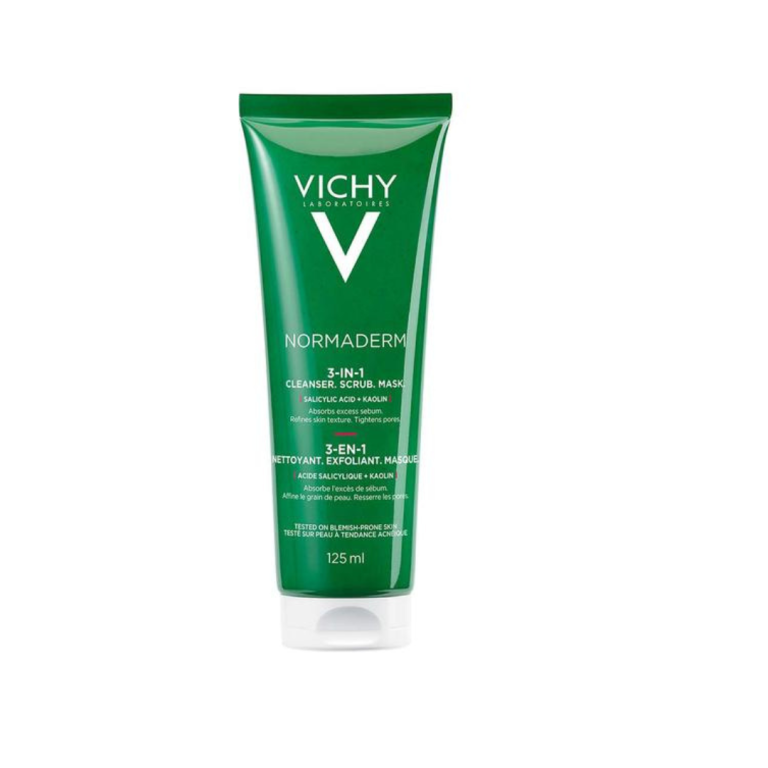 Vichy Normaderm 3 in 1 Cleanser, Scrub & Mask for Oily/Acne Skin with salicylic & glycolic acid