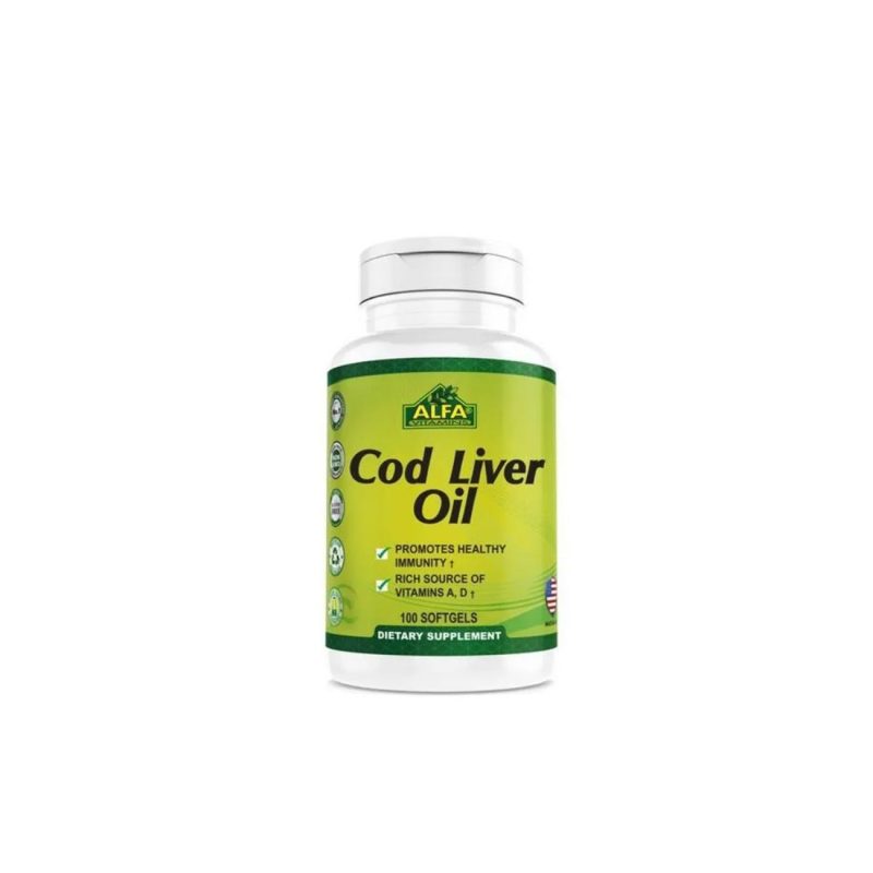 alfa-vitamins-cod-liver-oil-100-softgels.jpg Alfa Cod Liver Oil - Fish Liver Oil 1250 IU